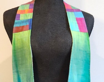 Rainbow Reversible Clergy Stole|Weddings|Ordinary Times/52 Inch Reversible Stole|Liturgical Art Stole | Pastor Appreciation|Vestment