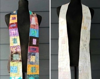 Multicolored Reversible Clergy Stole|Weddings|Ordinary Times/55 Inch Reversible Stole|Liturgical Art Stole | Pastor Appreciation|Vestment