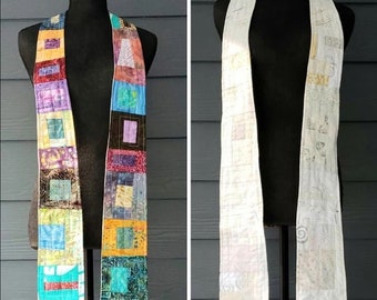 Multicolored Reversible Clergy Stole|Weddings|Ordinary Times/55 Inch Reversible Stole|Liturgical Art Stole | Pastor Appreciation|Vestment