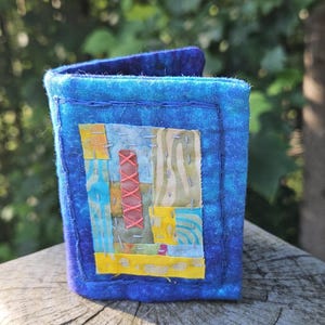 Needle Book Case | Wool Pages | Blue | Orange Flowers | Hand Quited