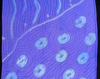 Purple Modern Art Quilt | Organic Bold Purple Wall Art | Abstract Purple Fiber Art | Majestic Freedom" | Beach Therapy | Julie Bagamary Art