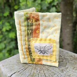 Needle Book Case | Wool Pages | Blue Orange Collage | Hand Quilted