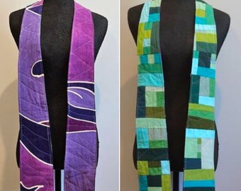 Green & Purple Reversible Clergy Stole|52 Inch Reversible Stole|Ordinary Times|Wedding|Liturgical Art|Pastor|Gift|Seminary Graduation