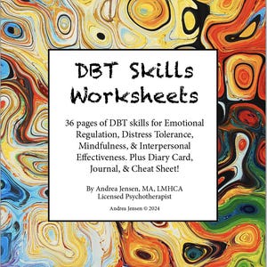 Planilhas de habilidades de DBT, cartão de diário, diário e folha de dicas | Para adolescentes, adultos, pais e professores | Terapia comportamental dialética