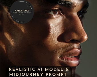 AI Stock Images: African American Men, Models, Skincare (Instant Download)