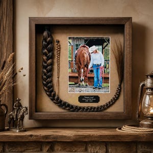 Horse Tail Equine Memorials WALNUT Stain Frame image 1