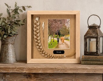 Horse Tail Equine Memorials NATURAL Stain Frame