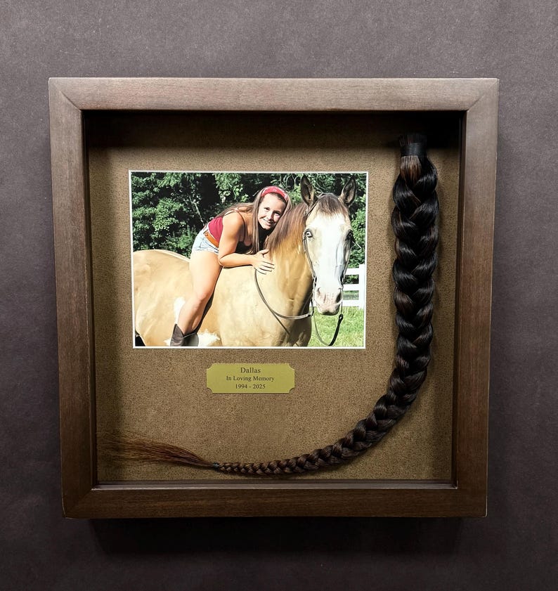 Horse Tail Equine Memorials WALNUT Stain Frame image 15