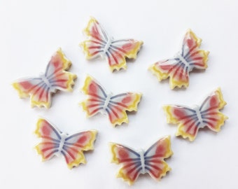 7 rainbow butterfly ceramic mosaic tiles or other craft projects