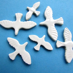 ceramic mosaic bird tiles, 6 handmade mosaic pieces, mosaic supplies  cardmaking or similar craft projects