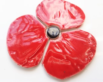 ceramic poppy tiles handmade for mosaic or other projects