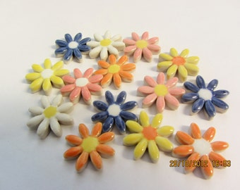 14 daisy style flower shape ceramic mosaic tiles