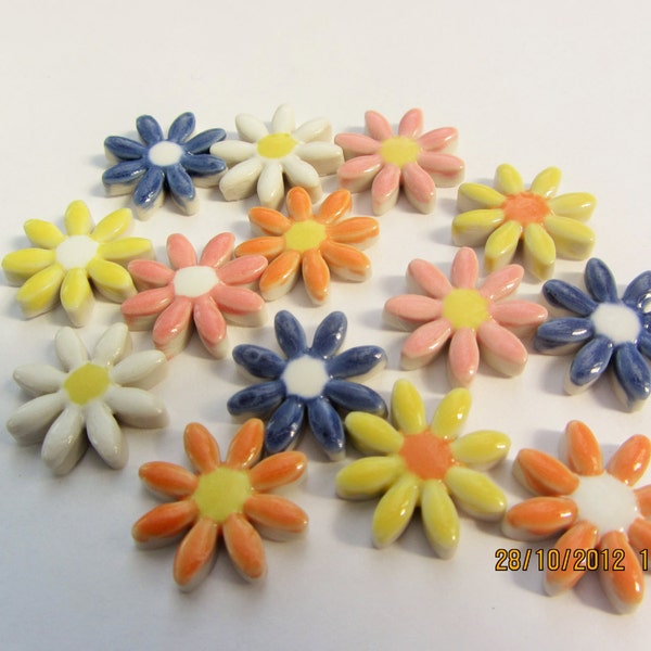 14 daisy style flower shape ceramic mosaic tiles