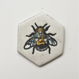 handmade ceramic bumble bee button