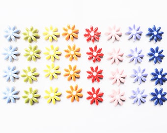 32 ceramic rainbow daisy mosaic tiles, mosaic flowers mosaic pieces, mosaic making