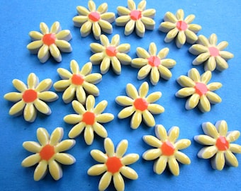 16 pretty ceramic yellow  daisy flower tiles shapes fantasic for mosaics, cardmaking or similar