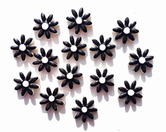 14 daisy style black and white flower shape ceramic mosaic tiles