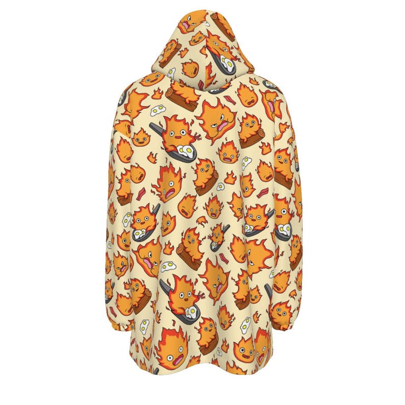 Calcifer Blanket Hoodie | Cozy Fire Wearable Blanket | Anime Loungewear immagine 2