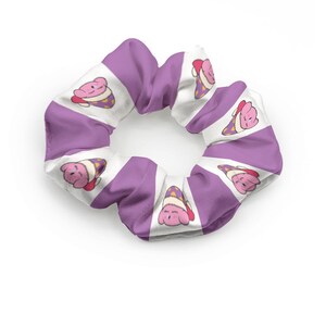 Sleeping Kirby Hair Scrunchie | Cute Kawaii Hair Tie | Adorable Kirby Gift | Pastel Aesthetic Accessories | Gamer & Anime Merch