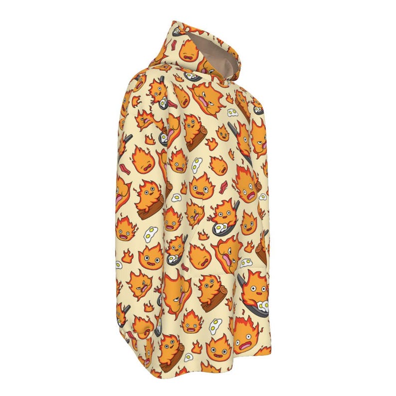 Calcifer Blanket Hoodie | Cozy Fire Wearable Blanket | Anime Loungewear immagine 3