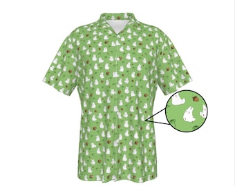 White Totoro Hawaiian Shirt - Pistachio | All-Over Print | Cute Anime Shirt |