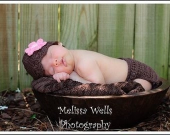 TWO CROCHET PATTERNS Flapper Beanie (0-3month and 3-6month) and Diaper Cover(newborn and 3-12months)