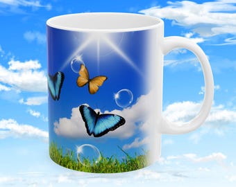 Frutiger Aero Y2k Nostalgia Butterfly Mug