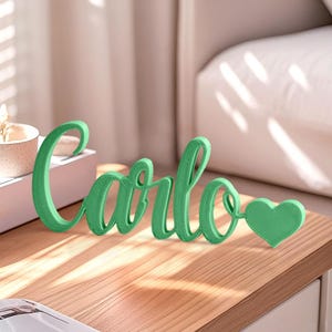 Personalised Heart-Shaped Custom Name Sign - 3D Printed Desk Name Plate for Home Decor, Unique Gift, Customised Gift