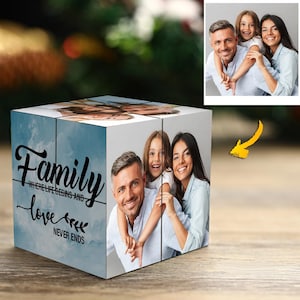 Personalised Photo Cube Photo Frame | Unique Multi-Photo Gift | Interactive Memory Display | Custom Family Photo Cube