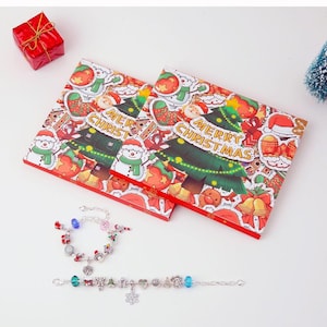 Adventskalender Charm Box | 24 Weihnachts-Countdown-Kalender Überraschungs-Blindbox für DIY-Charms-Armband-Set einzigartige Geschenke
