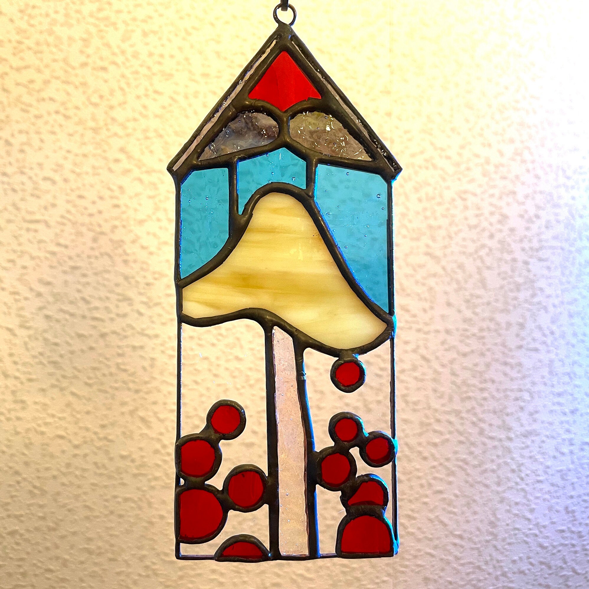 Pilz-Sonnenfänger Aus Buntglas – 20 Cm, Mit Kette Für Fenster & Garten (Dekoration)