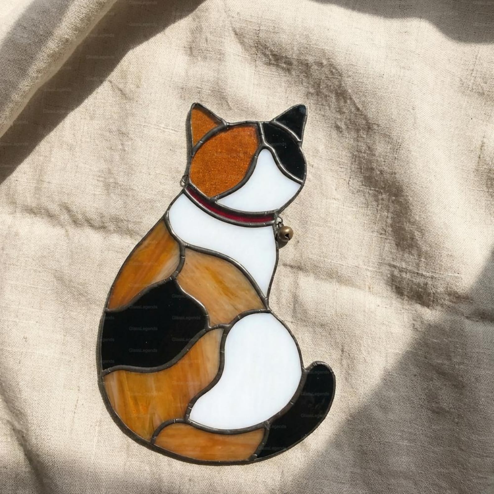 Calico Cat Stained Glass Pattern, Sweet Sitting Cat Suncatcher Template ...