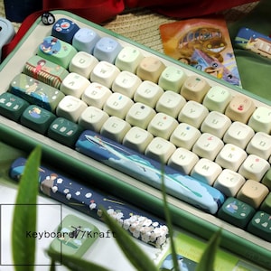 Ensemble de 144 capuchons de porte-clés Ghibli Anime style japonais | PBT personnalisé et fait main pour tous les claviers mécaniques Cherry MX et commutateurs de style MX | Cadeau
