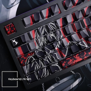 Ensemble de 124 capuchons de porte-clés de style japonais Anime Death | Shinigami léger PBT personnalisé et fait main pour clavier mécanique, commutateurs de style Cherry MX | Cadeau