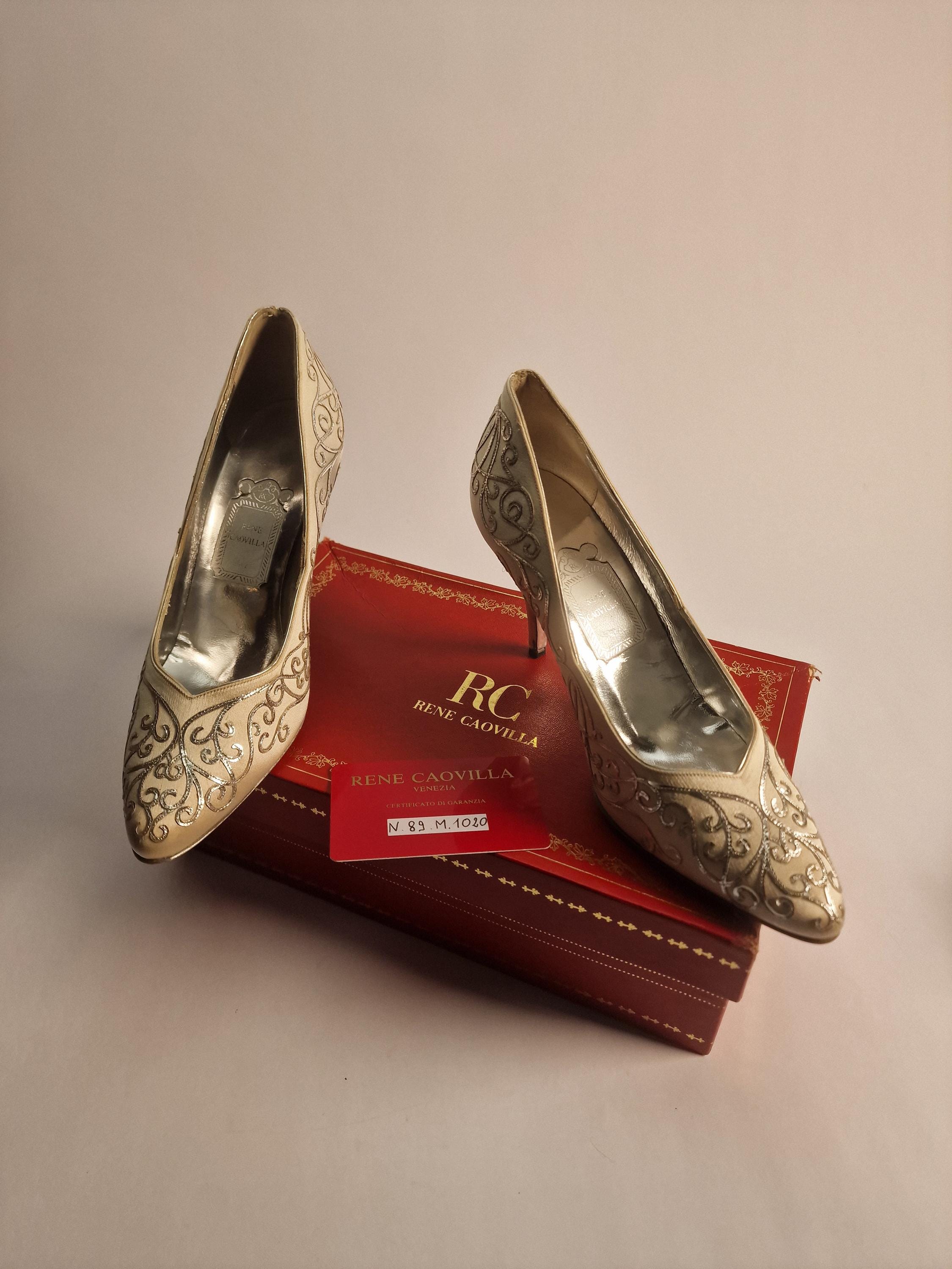 Rene Caovilla ビジュー付きパンプス rené caovilla italian silver crystal rhinestone slingback