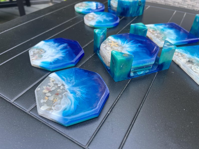 Shell Rim Coasters Gulf Coast Sea Shell Coasters - Set of 4 - Etsy