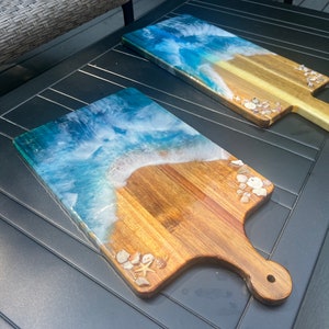 Acacia Charcuterie Board with Gulf Coast inspired Ocean Waves