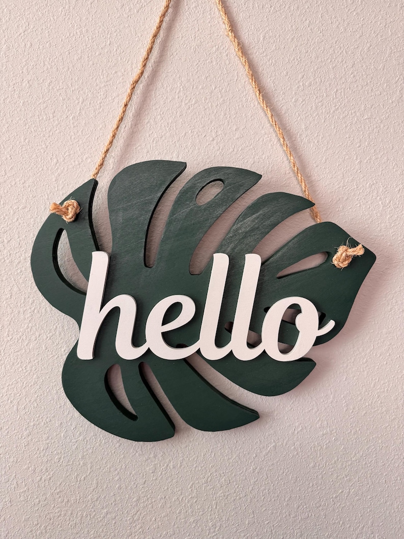 Handcrafted Monstera Leaf Door Hanger – Tropical Welcome Sign, Front ...