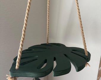 Monstera Leaf Plant Hanger – Macramé Hanging Planter, Tropical Boho Decor, Indoor Plant Stand, Handmade Hanging Shelf