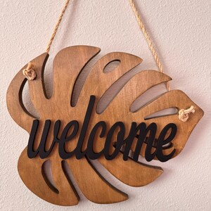 Handcrafted Monstera Leaf Door Hanger – Tropical Welcome Sign, Front ...