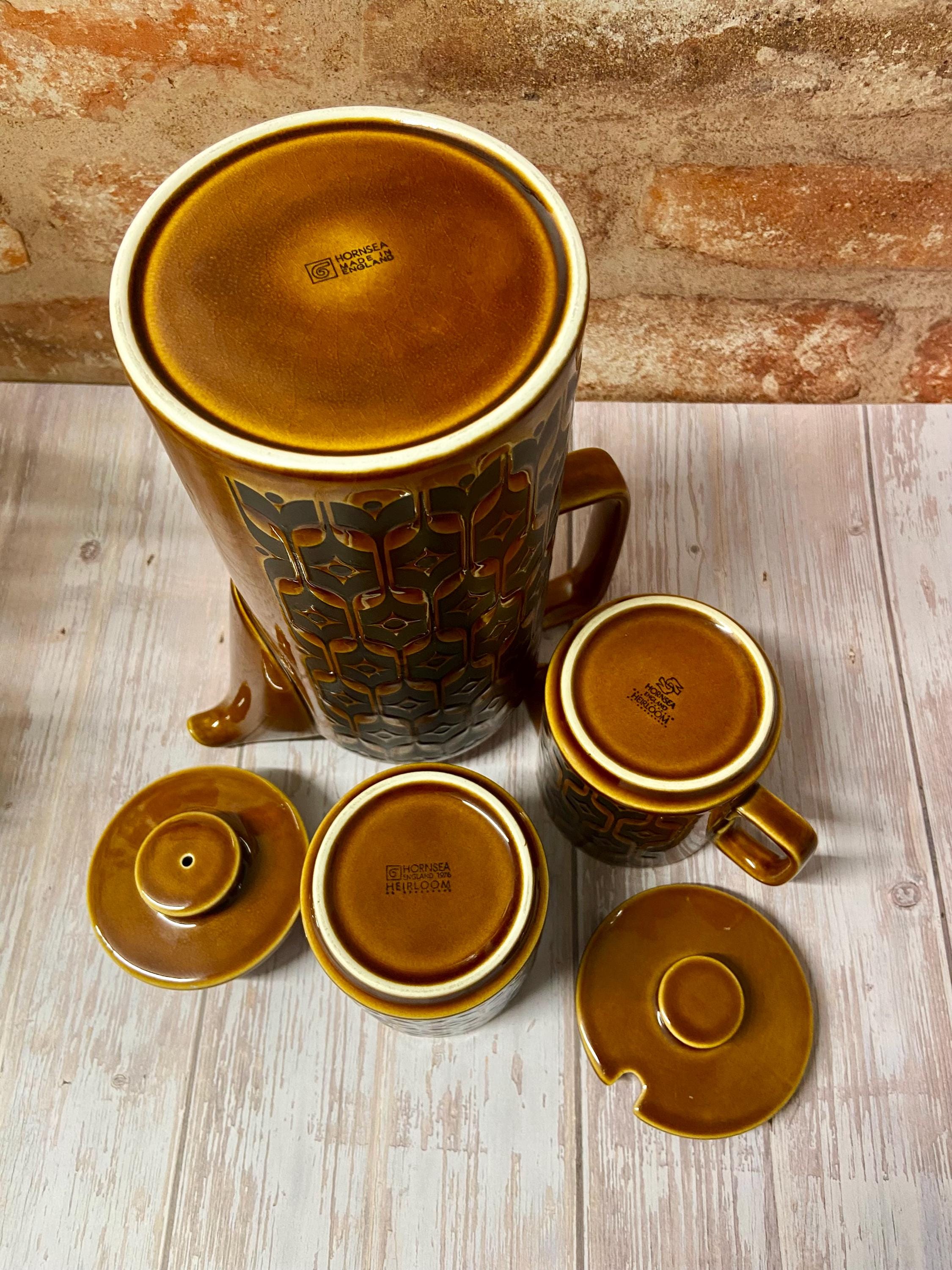 Vintage Hornsea Pottery Coffee Set: Heirloom Brown Tableware, John
