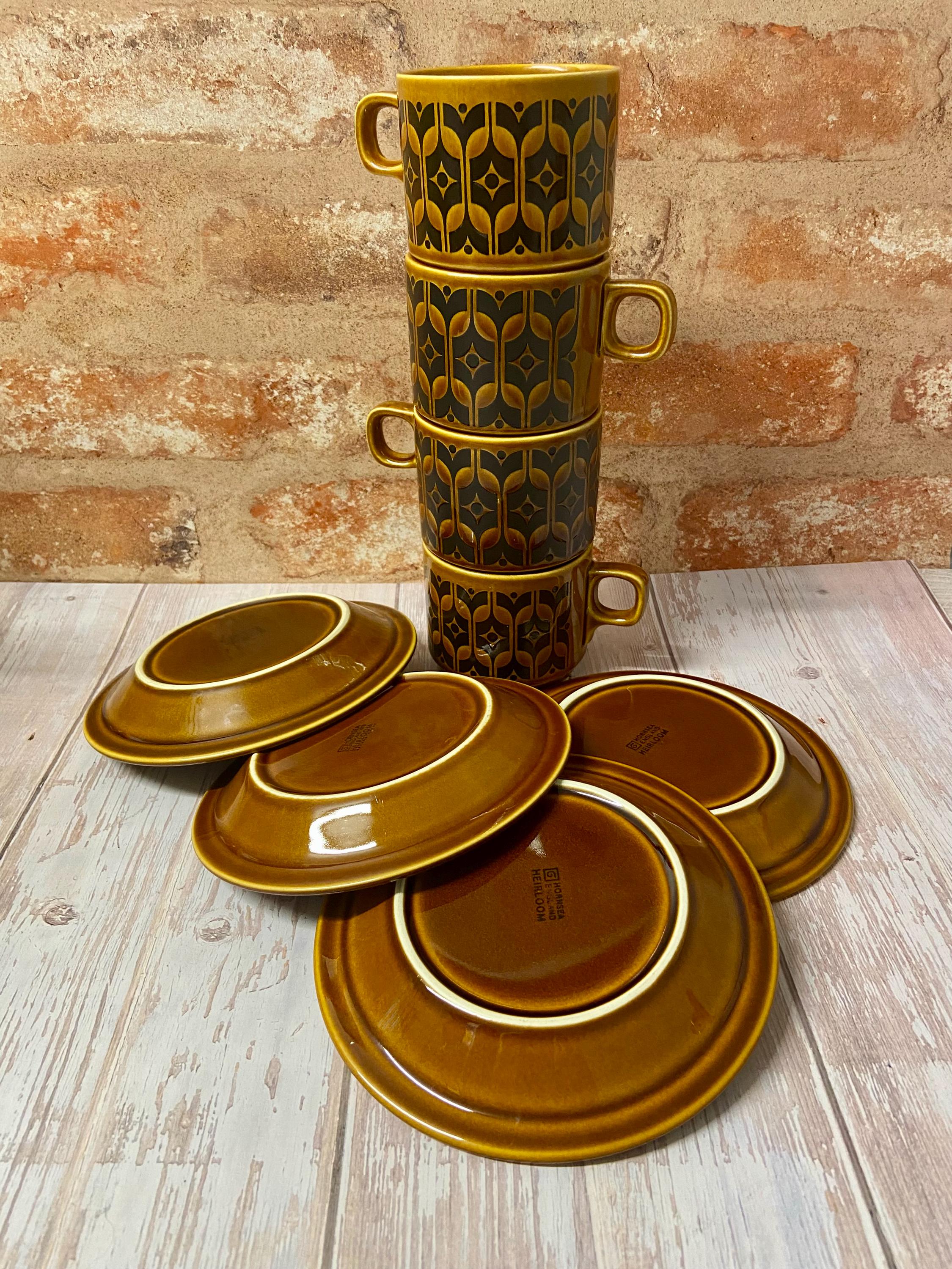 Vintage Hornsea Pottery Coffee Set: Heirloom Brown Tableware, John
