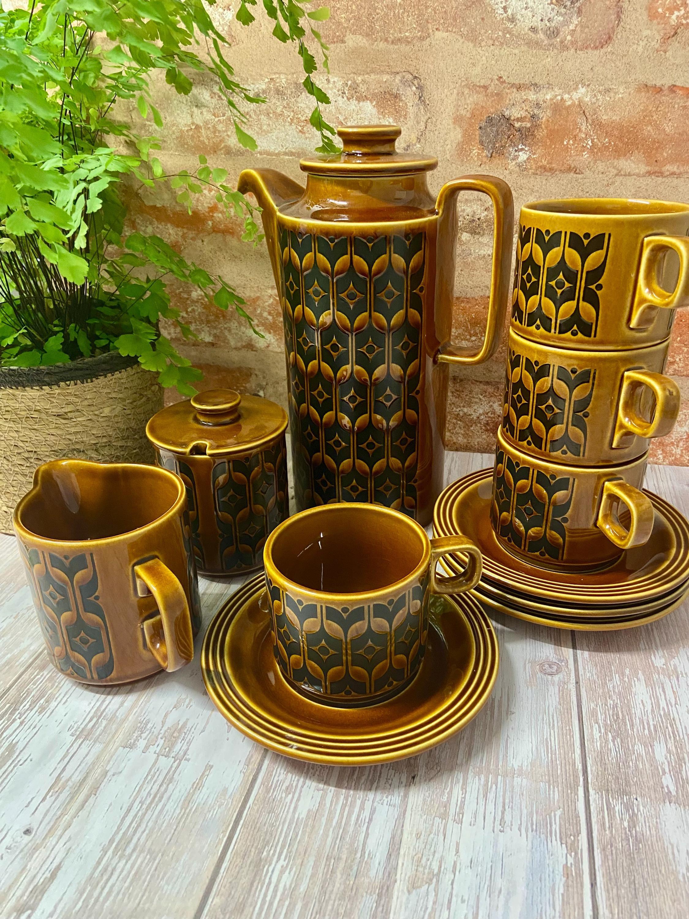 Vintage Hornsea Pottery Coffee Set: Heirloom Brown Tableware, John