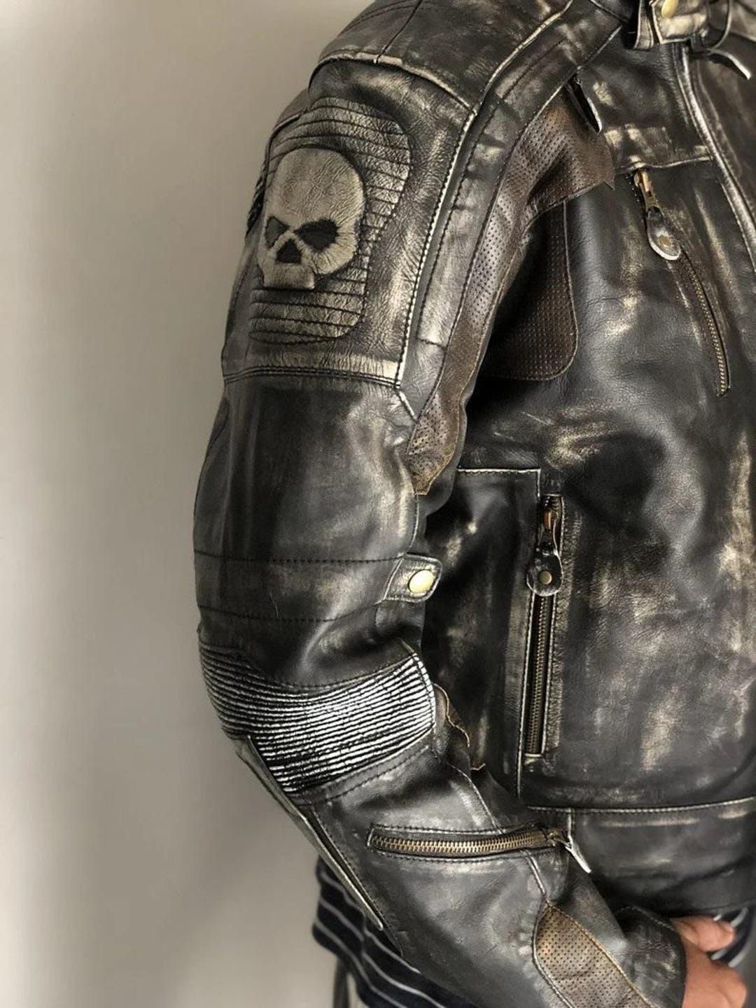 archive skull cow 人気 skin leather jkt y2k American Skull Cow