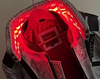 Cyberpunk Men&#39;s Waxed White Leather Handmade Jacket With Embroidered And Logo