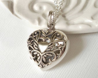 Sterling Silver Filigree Heart Locket