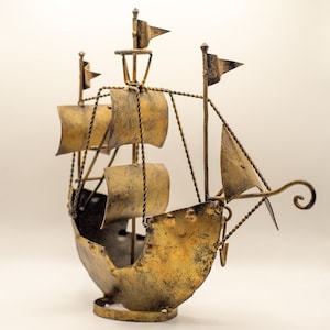 Vintage Decorative Metal Ship Nautical Decor