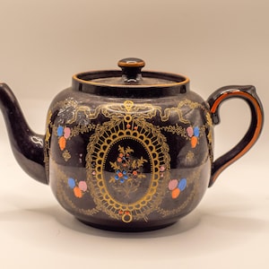 Gibson & Sons Vintage English Teapot with Gold and Beaded Design