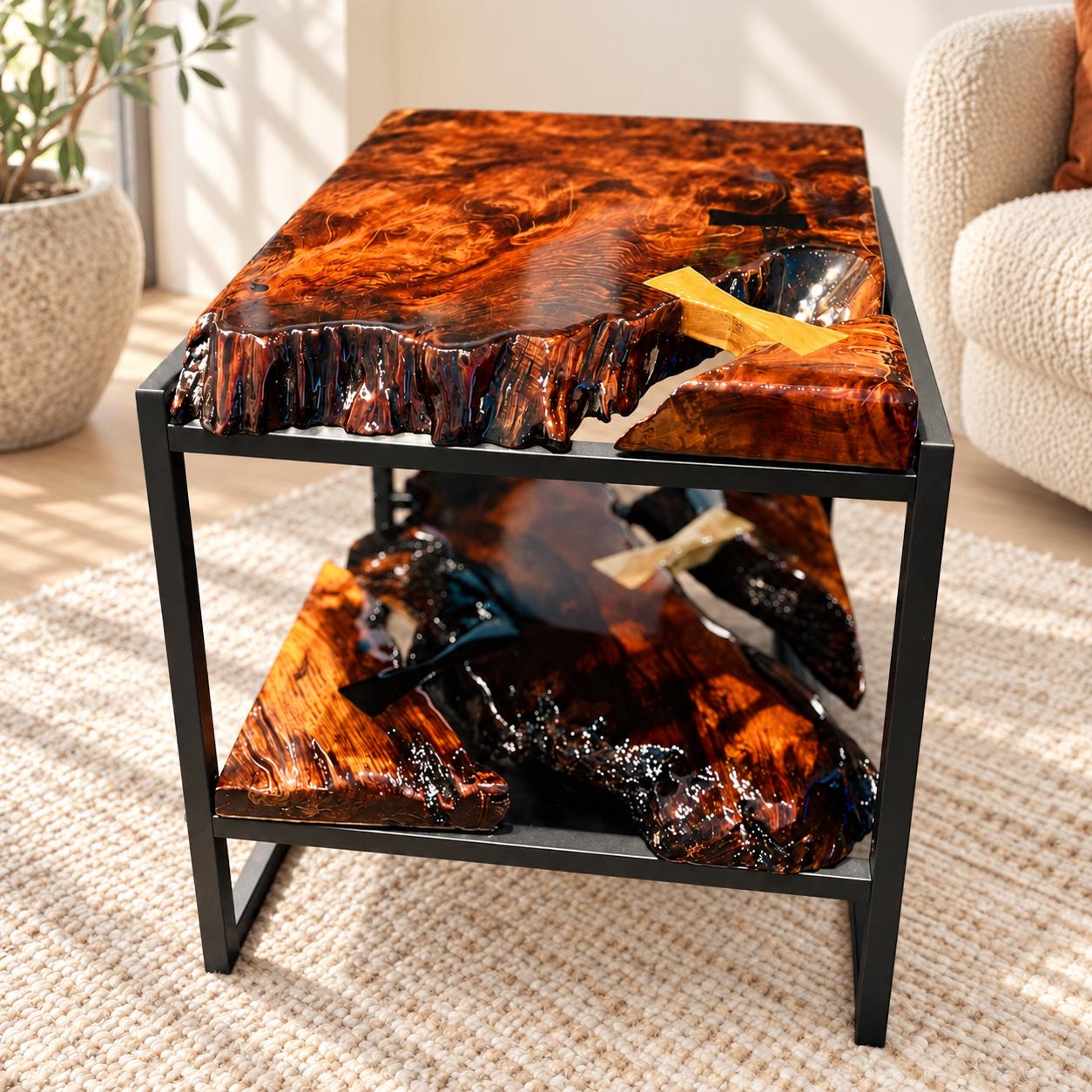 Epoxy Burned Wood Table - Etsy