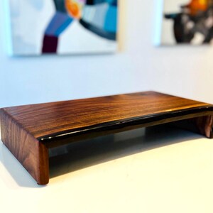 Handmade Waterfall Style Claro Walnut Wood Riser, Pedestal or Monitor Stand